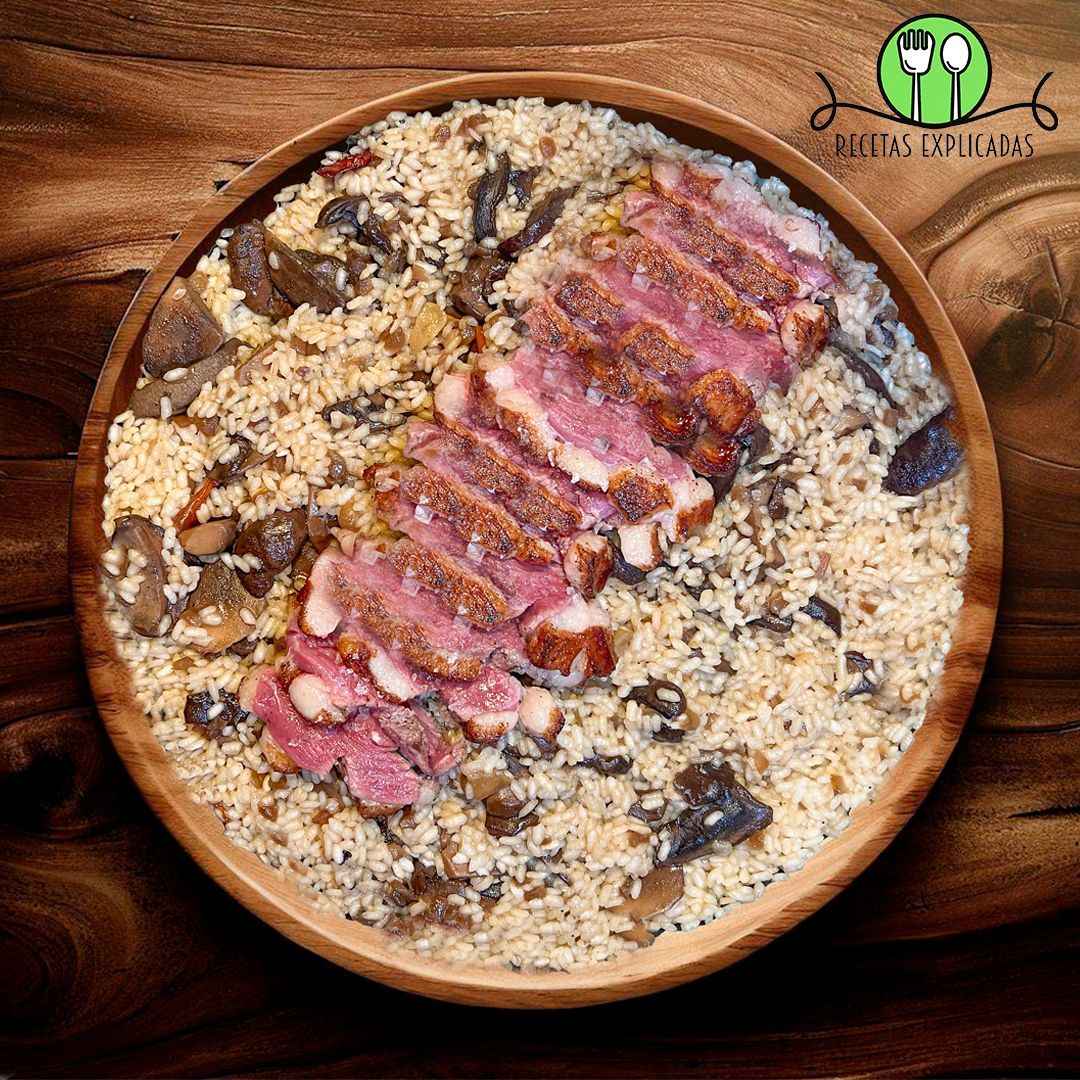 arroz con boletus y magret de pato