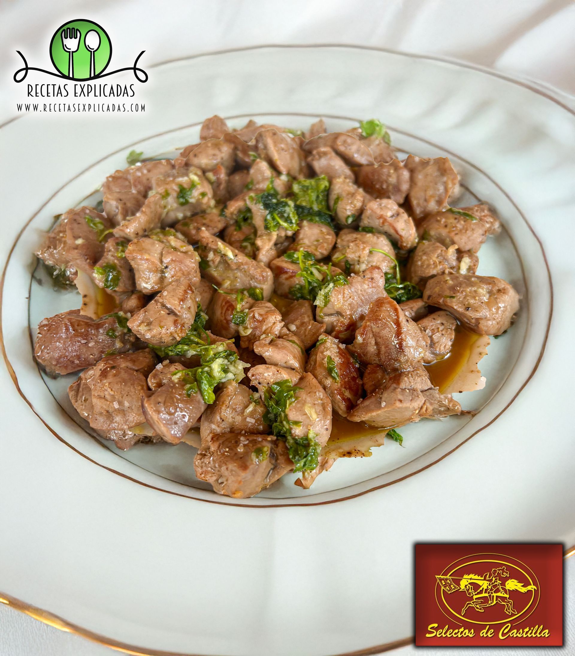 Solomillos de pato al ajillo, Recetas explicadas, Selectos de Castilla
