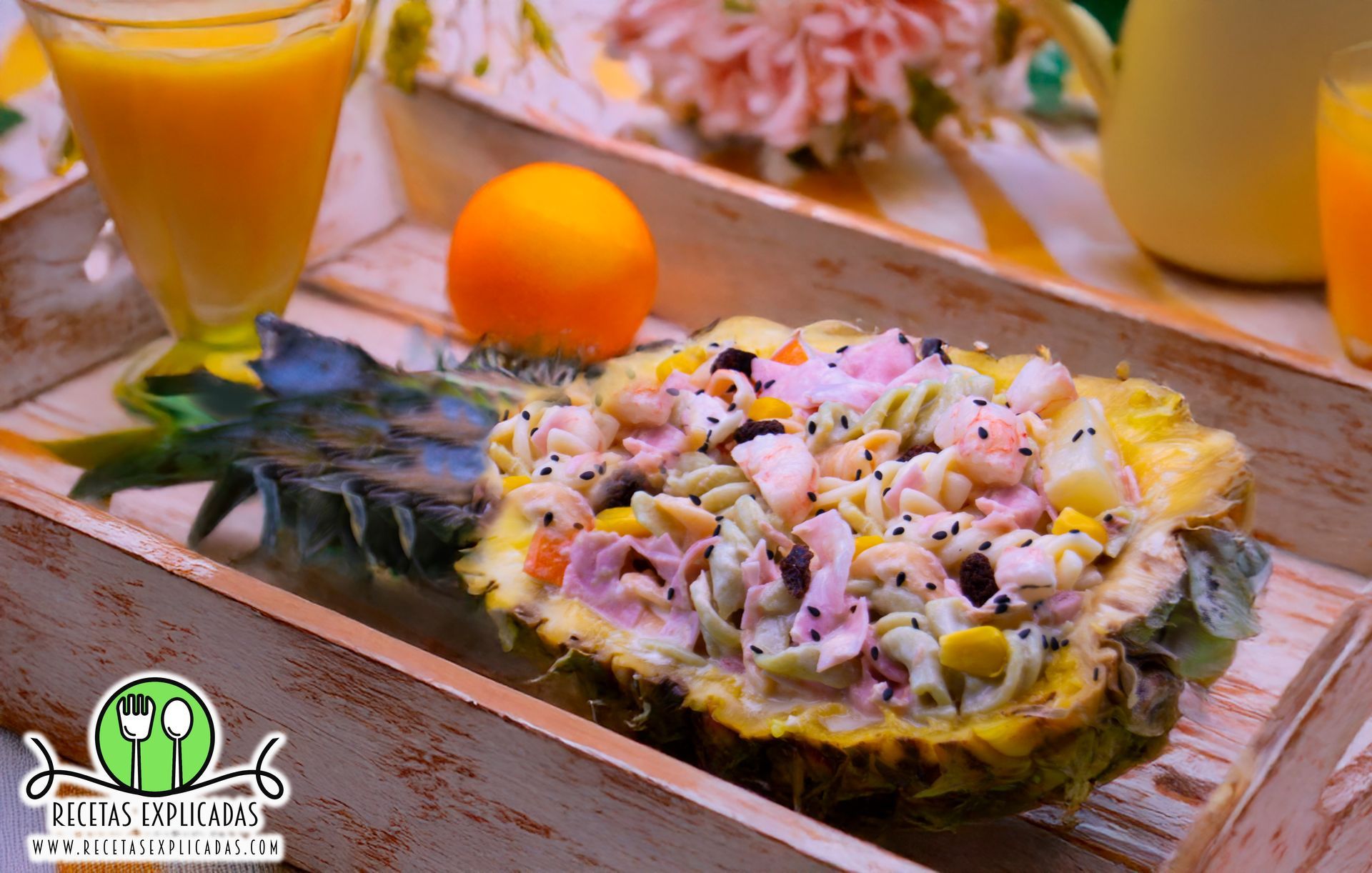 Ensalada de pasta y piña ensaladadepastaconpiña, ensaladadepastaygambas, recetasconpiñanatural, ensaladatropical, ensaladaconsurimiyjamónyork, recetasdeveranofáciles, ensaladafría, recetasconpasta, recetasplicadas