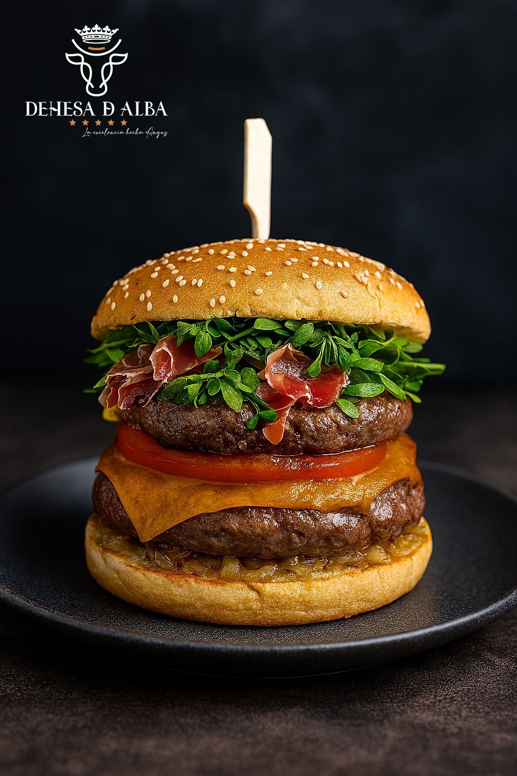 hamburguesa gourmet, hamburguesa triple ibérico, hamburguesa Angus, Angus Dehesa de Alba, carne Angus Salamanca, hamburguesa con Angus, hamburguesa ibérica Angus, jamón ibérico Blázquez, salsa de queso manchego, maruja aliñada, receta hamburguesa Angus, receta hamburguesa ibérica, hamburguesa con jamón ibérico, hamburguesa con queso manchego, receta gourmet española, recetas explicadas