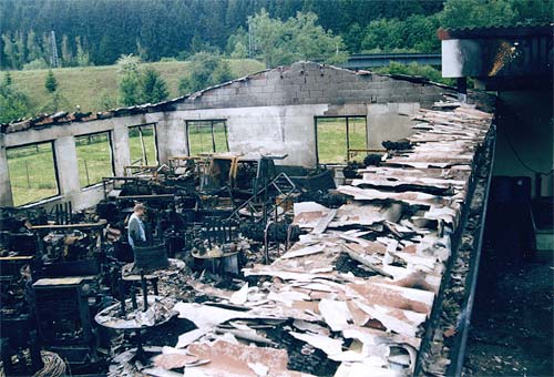 abgebrannte Werkhalle