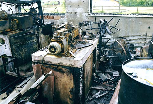 abgebrannte Werkhalle