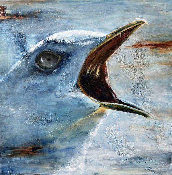 Gemälde Kopf einer schreienden Möwe