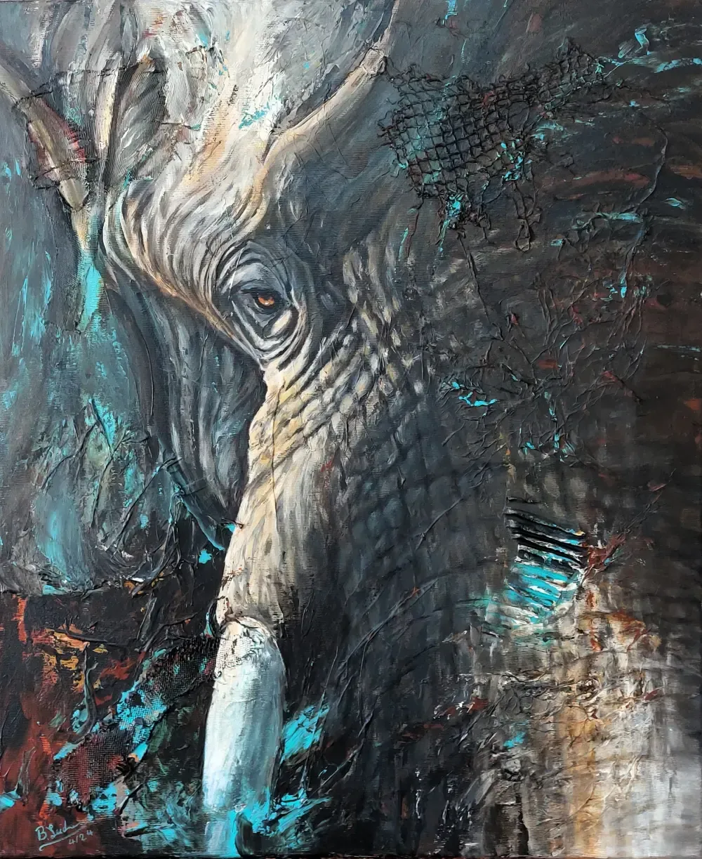 Gemälde mit dem Halb-Portrait eines Elefanten