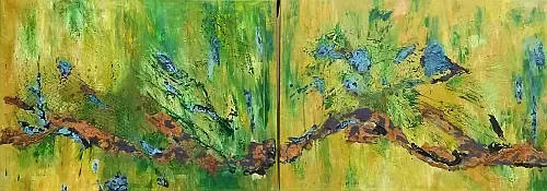 Bild mit Rost und Patina einer Teilnehmerin am Malworkshop