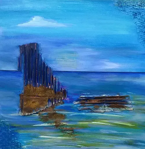 Bild mit Rost und Patina einer Teilnehmerin am Malworkshop