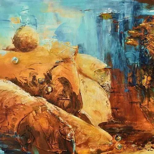 abstraktes Gemälde einer Namibischen Landschaft aus der Bilderserie