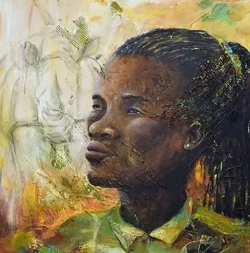 Gemälde einer afrikanischen Rangerin aus der Bildergalerie mit starken afrikanischen Frauen