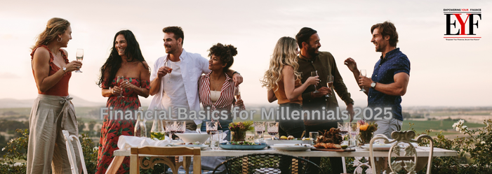 Financial Freedom Millennials enjoy an afternoon lunch discussing achieving financial freedom