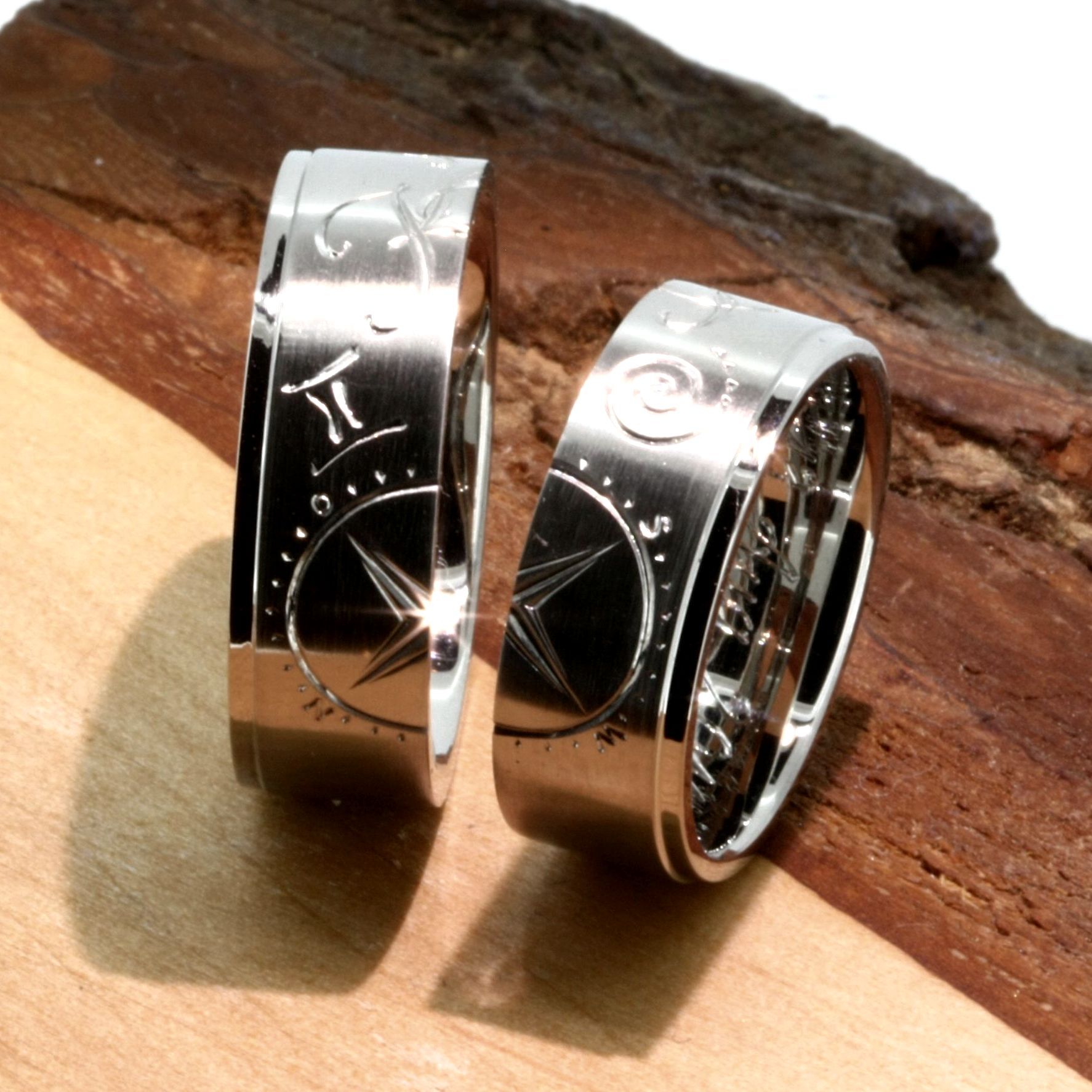 Trauringe mit Kompass Trauringe in Weißgold  wurlitzer schmuck