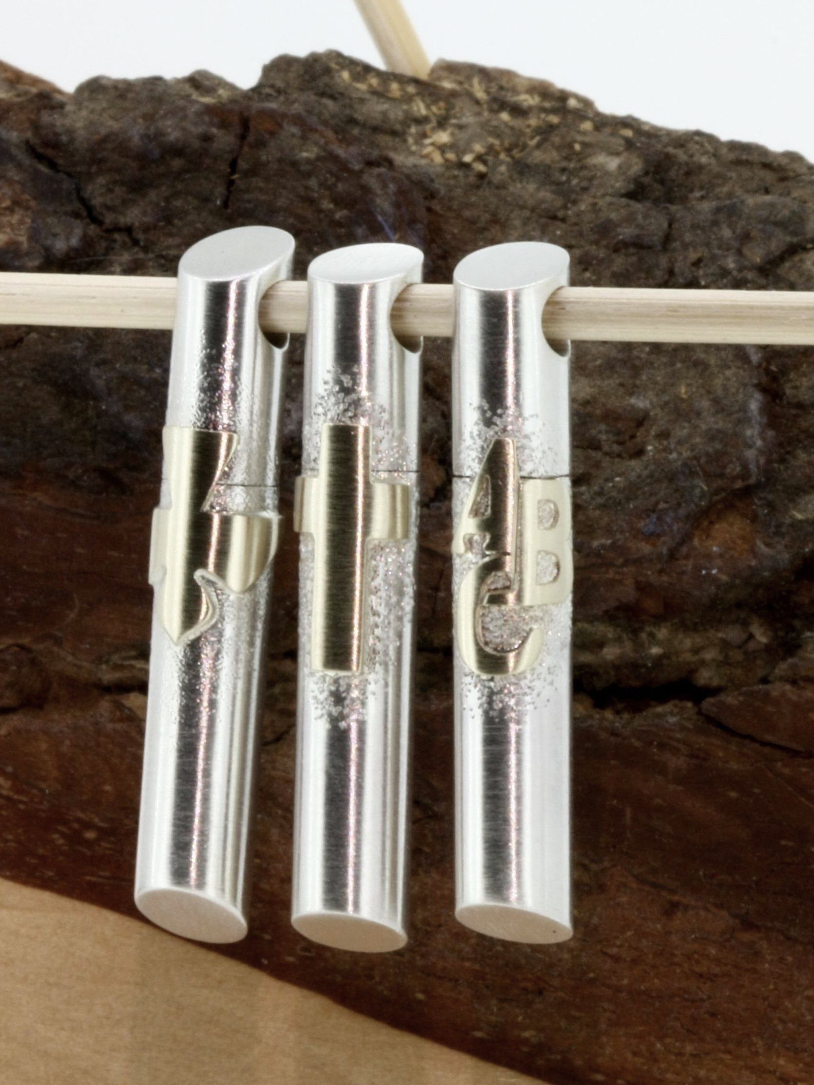 Medaillon Silber Stab Medaillon in Silber und Gold Handarbeit Wurlitzetr