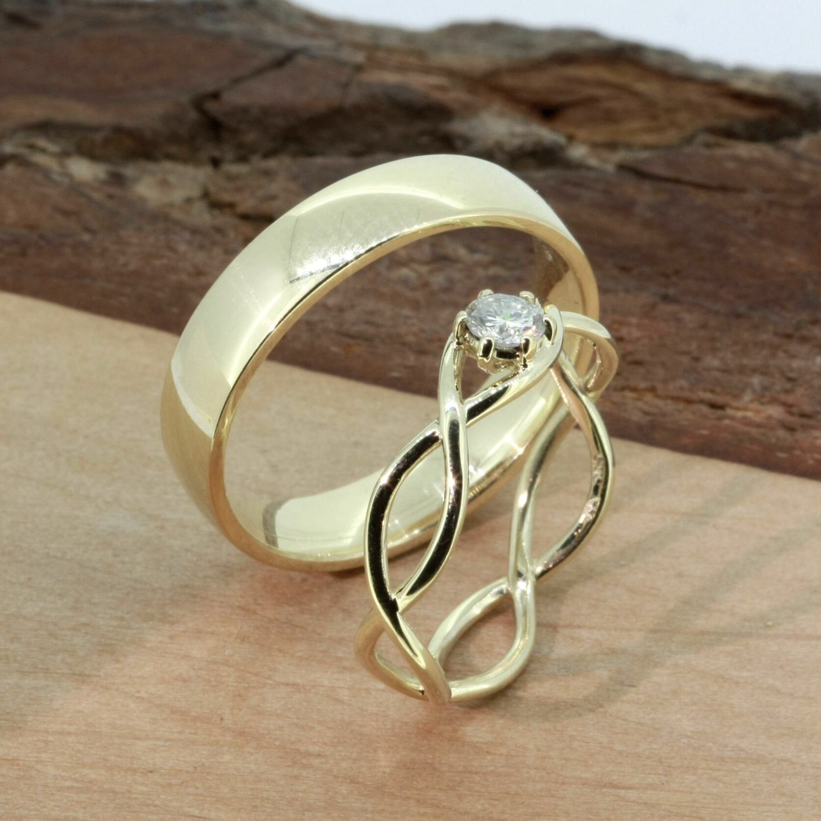 Trauring mit Brillant Trauring Gold unendlich mit Brillant