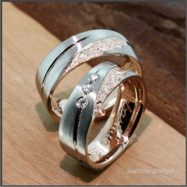 Trauringe struktur Weißgold Rotgold Trauringe matt und strukturiert  Weißgold und Rotgold wurlitzer
