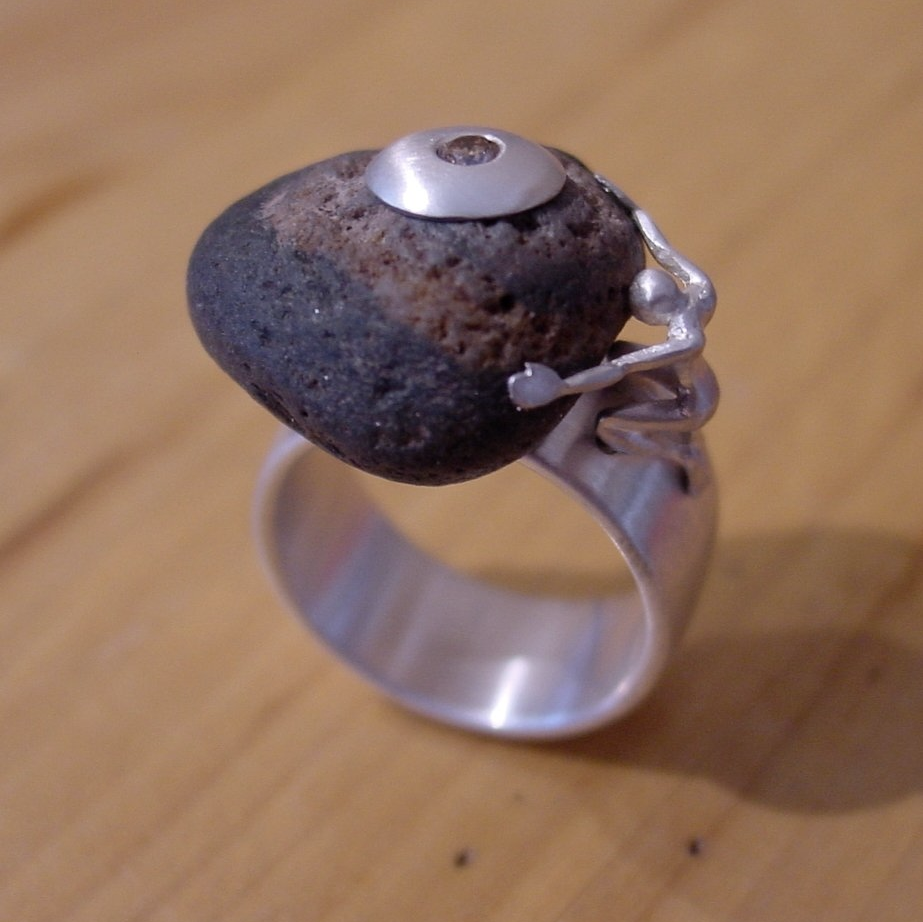 Ring Miniatur Ring Stein und Miniatur in Silber Handarbeit wurlitzer schmuck