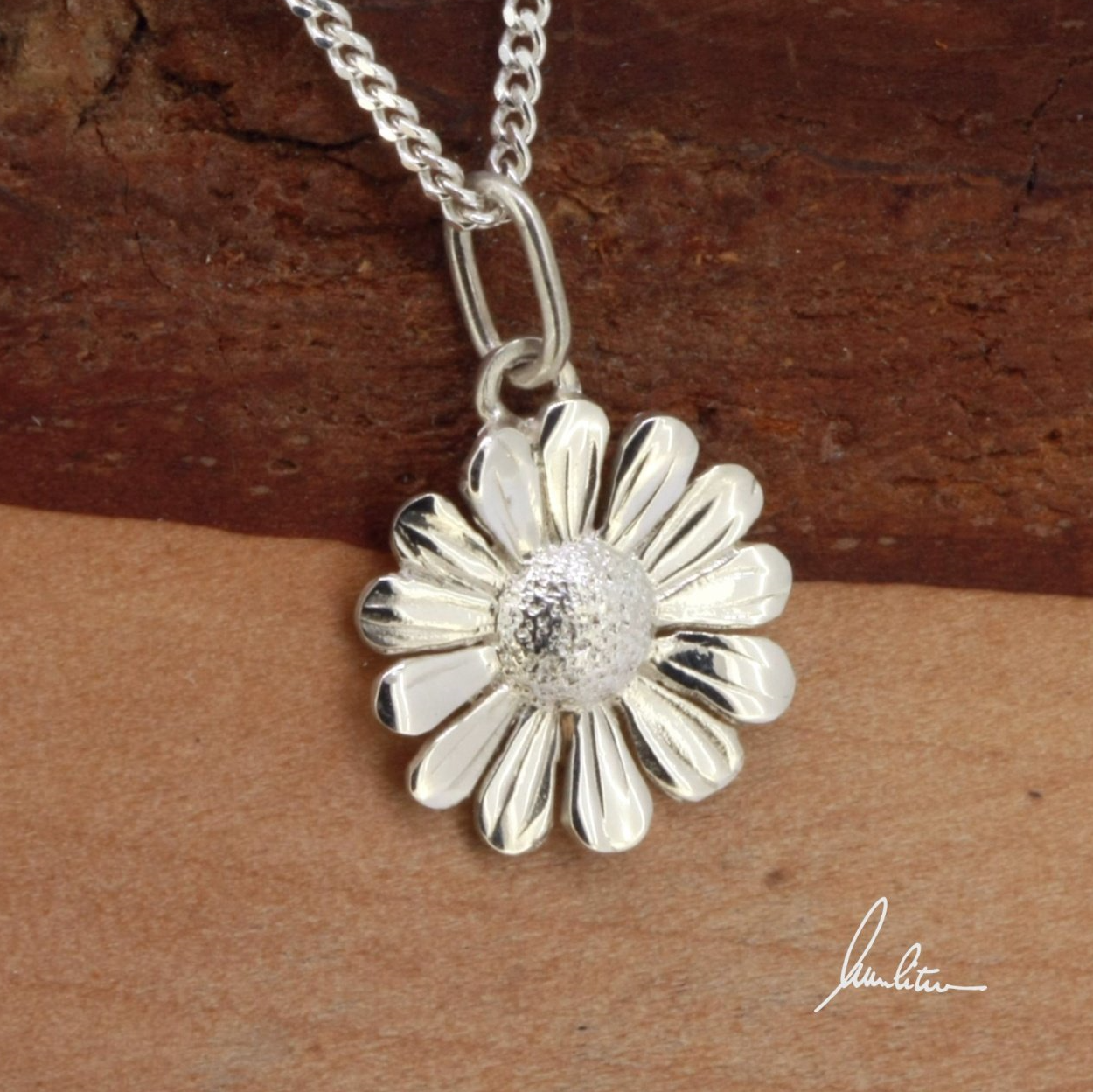 Anhänger Blüte Silber Kleine Blüte Gänseblümchen Silber Handarbeit wurlitzer schmuck