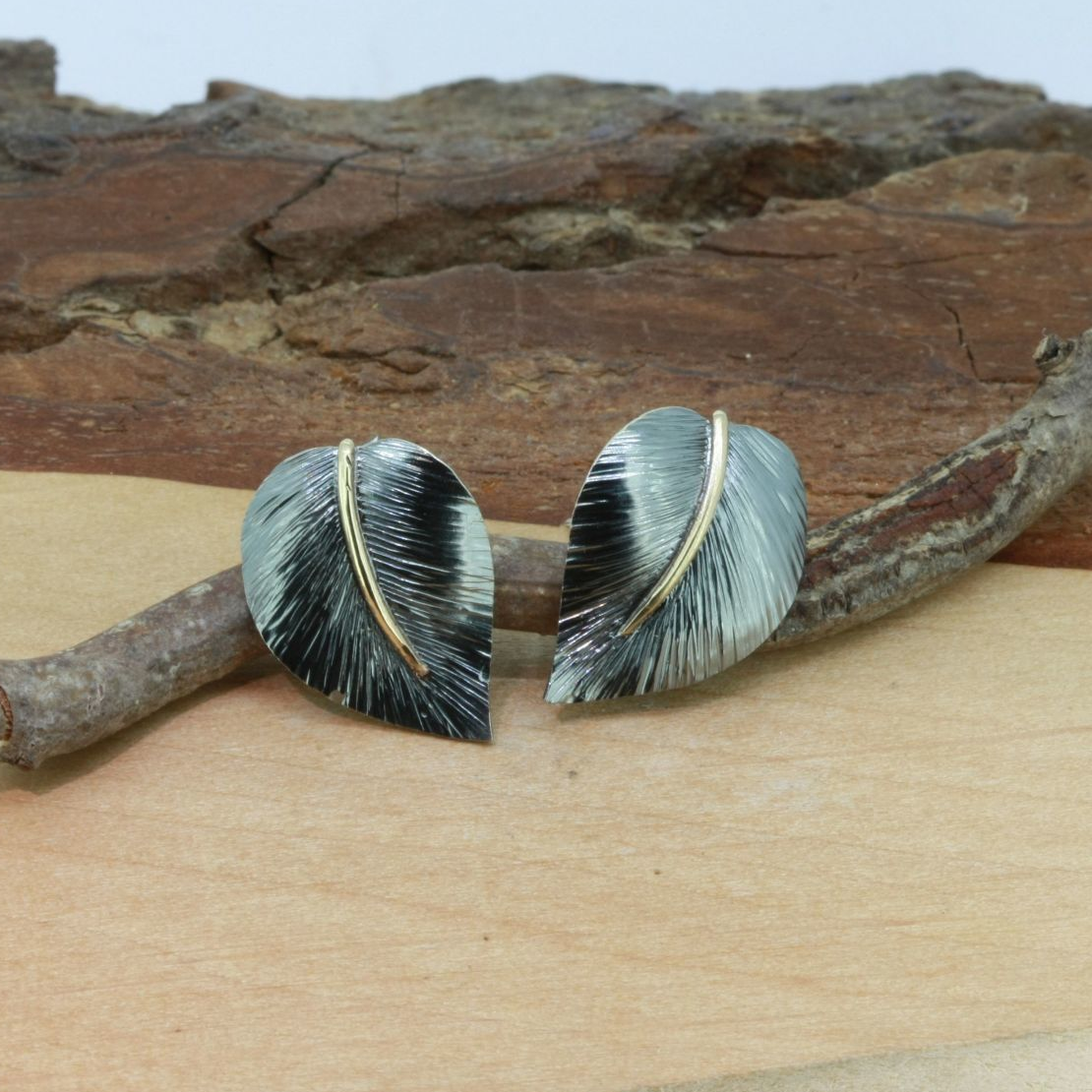 Ohrstecker Blatt Silber Ohrstecker Blatt und Feder in Silber und Handarbeit wurlitzer schmuck