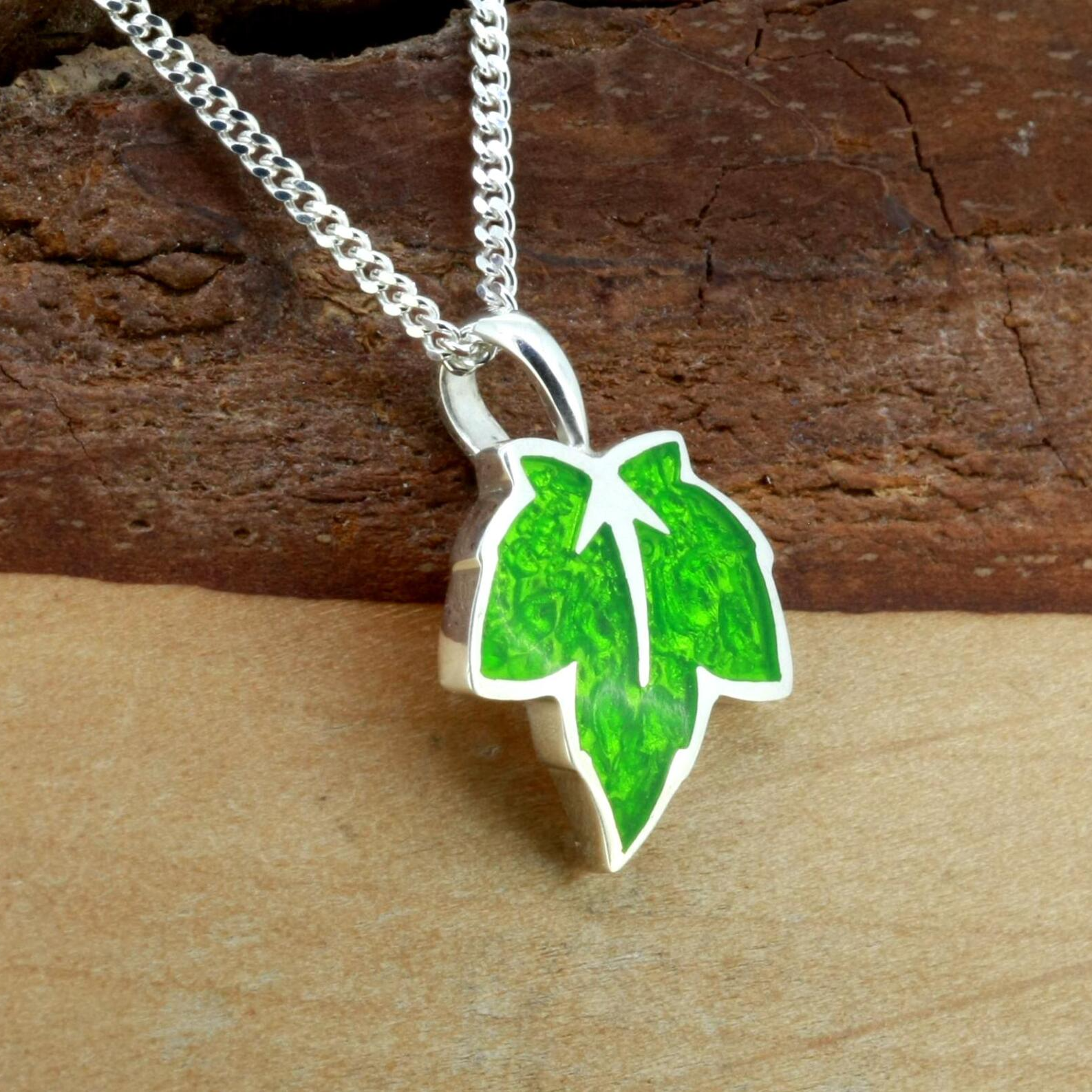 Anhänger Silber Anhänger grünes Blatt in Silber handarbeit wurlitzer schmuck