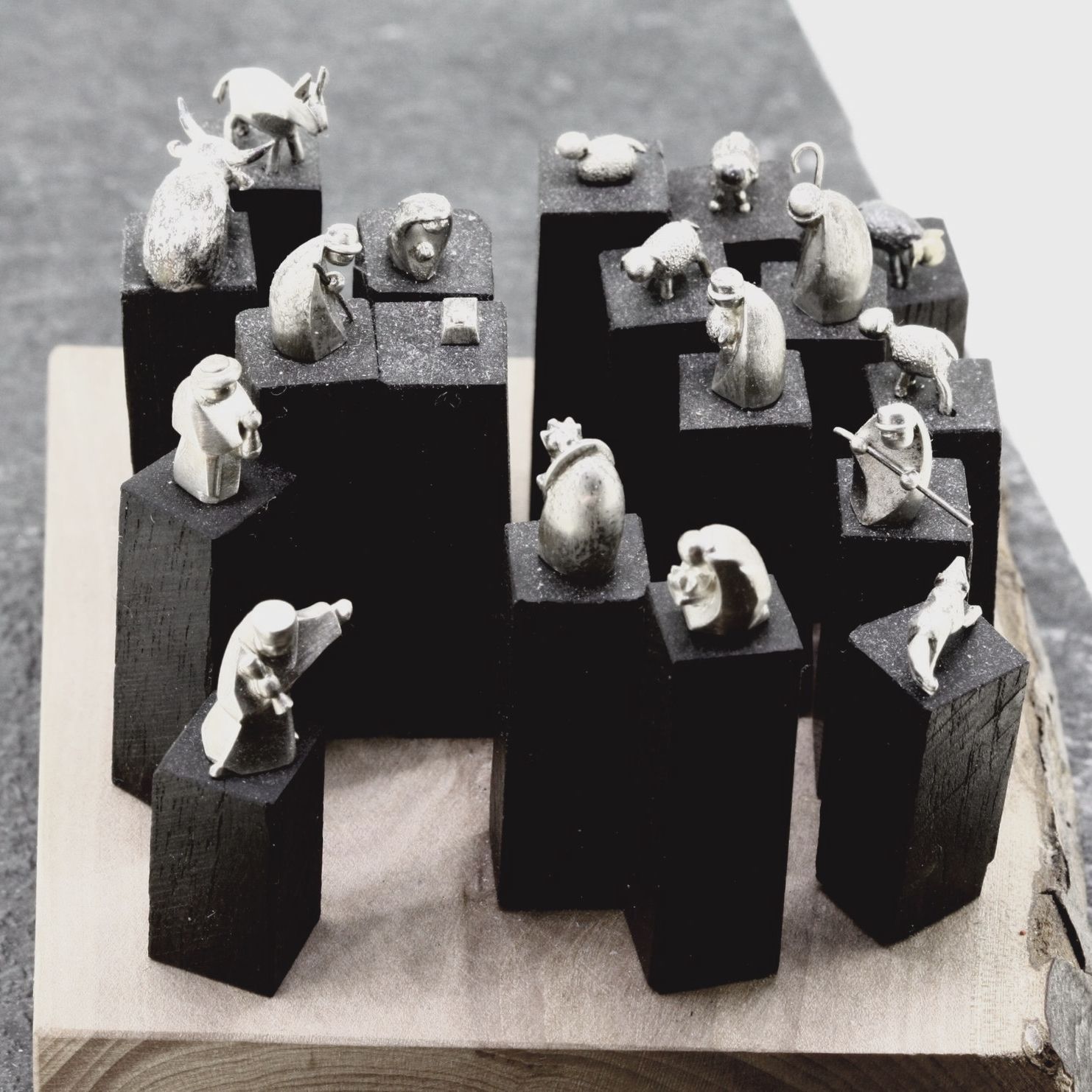 kleine Weihnachtskrippe Weihnachtskrippe in Silber