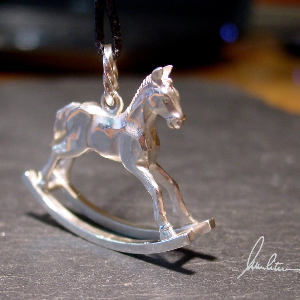 Anhänger Pferdchen Silber Schaukelperd in Silber Anhänger Handarbeit wurlitzer schmuck