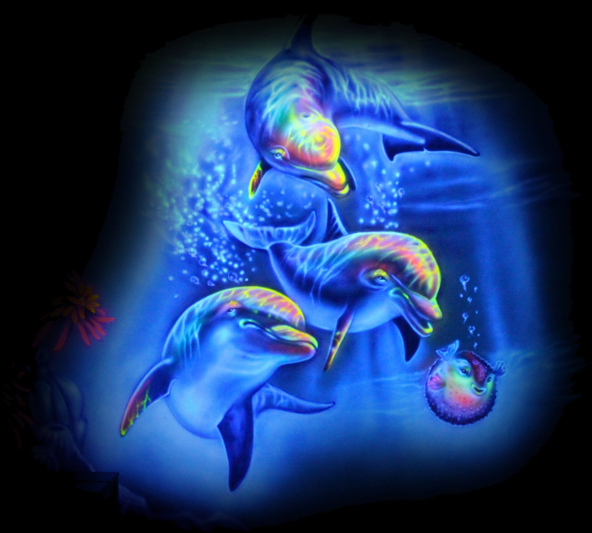 3D Minigolf Wandbild Airbrush Delfine