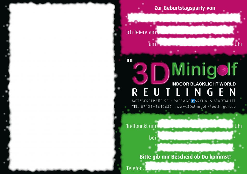 Einladungskarte 3D Minigolf Kindergeburtstag