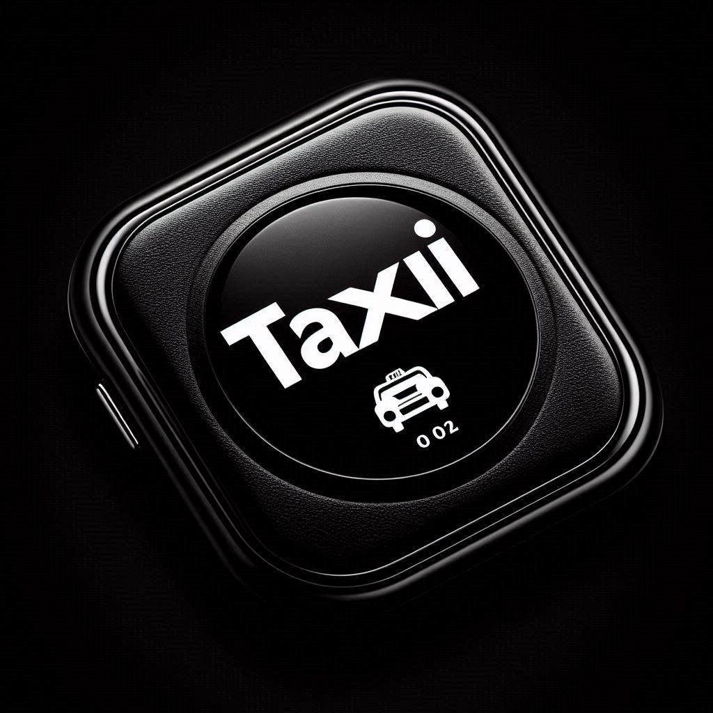 Taxi Bestell Button in schwarz weiss mit dem Schriftzug TaXIi 002