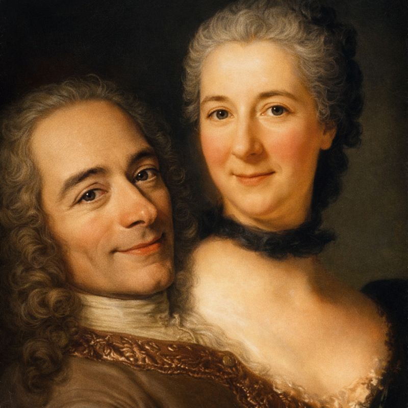 Illustration représentant Emilie du Châtelet et de Voltaire