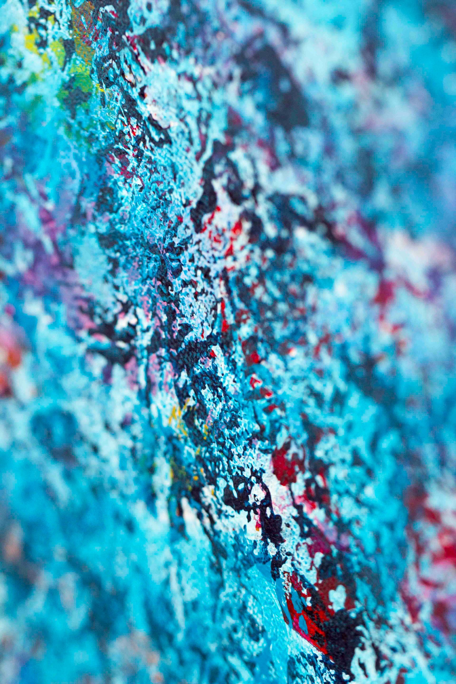Mer Méditerranée, bleu turquoise, acrylique, photographie macro