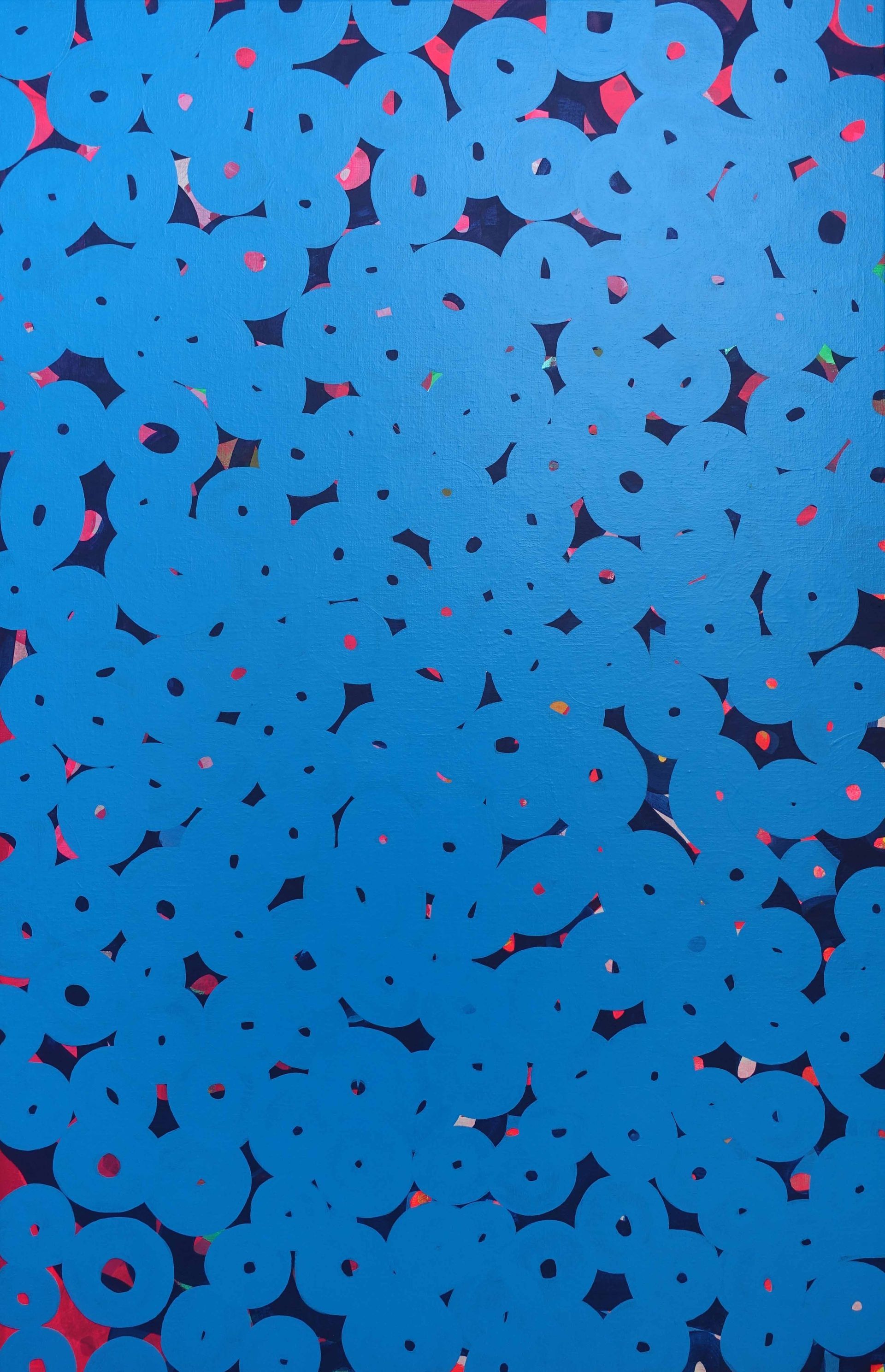 blue, circles, sky, childhood, acrylic, Carmen Carbonell