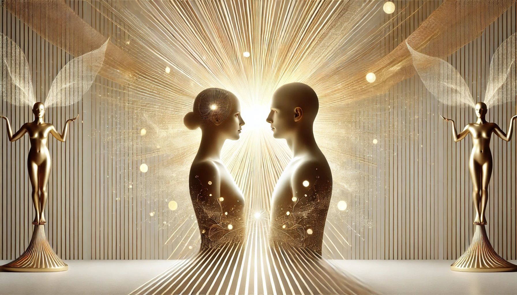 Gleichwertiges Paar das sich im Licht anschaut und dies erkennt.