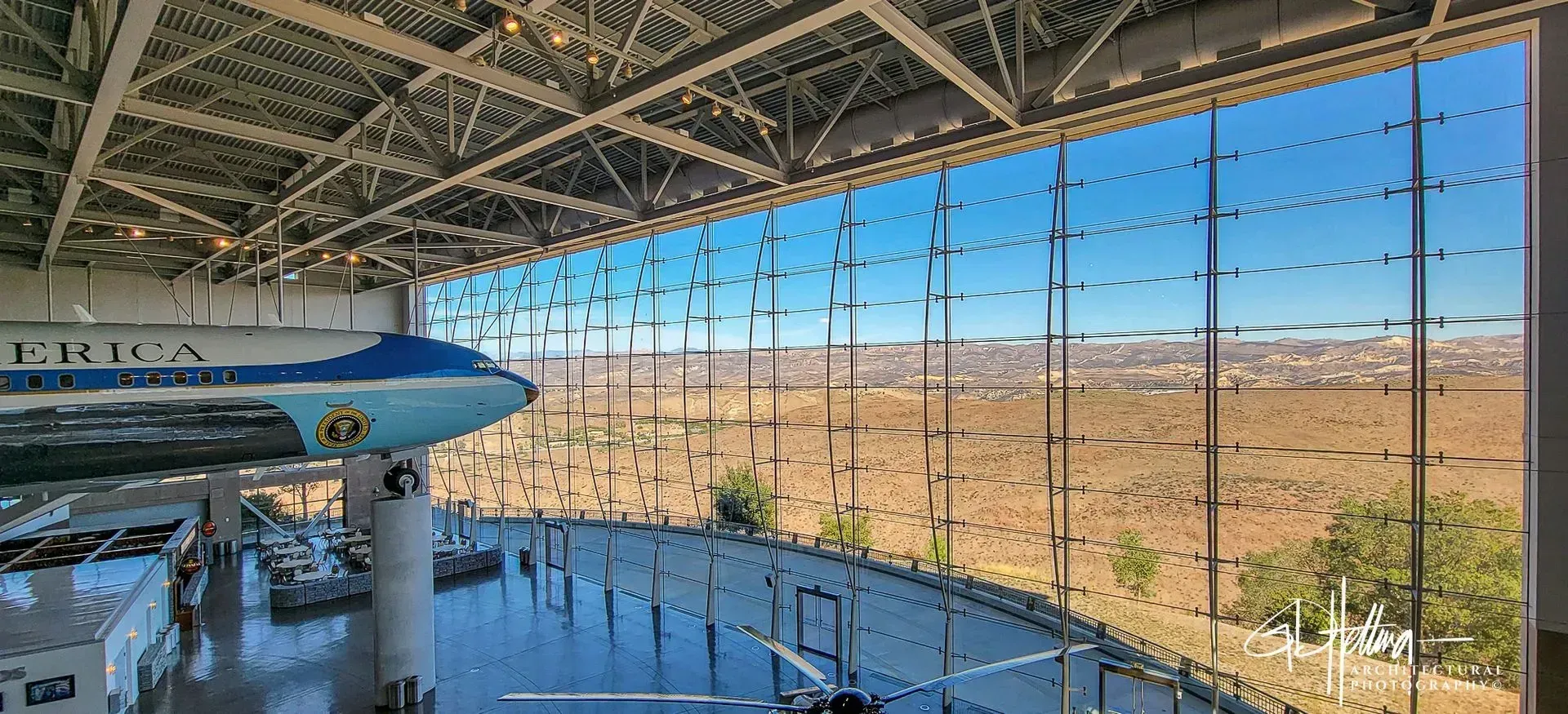 Ronald Reagan Library structural interior glass wall architectural construction Simi Valley CA