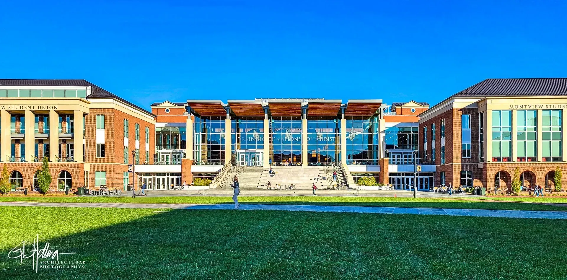 Liberty University student union exterior modern campus architecture Lynchburg VA