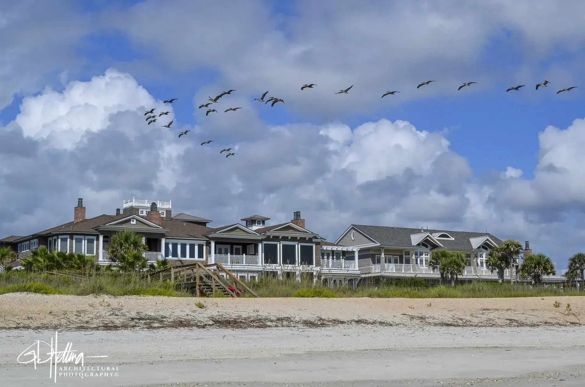 Ponte Vedra Beach shoreline scene featuring multiple distinctive oceanfront homes and natural coastal landscape – Ponte Vedra Beach, FL