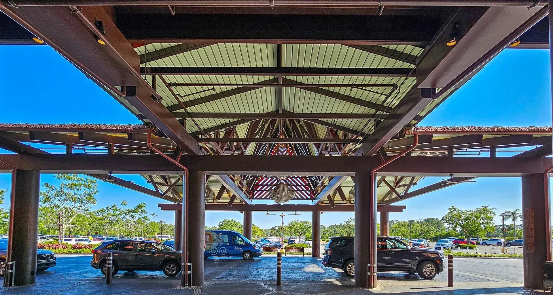 Polynesian Resort Disney hospitality architecture with exterior construction detailing and Epic Metal ceilings in Orlando FL