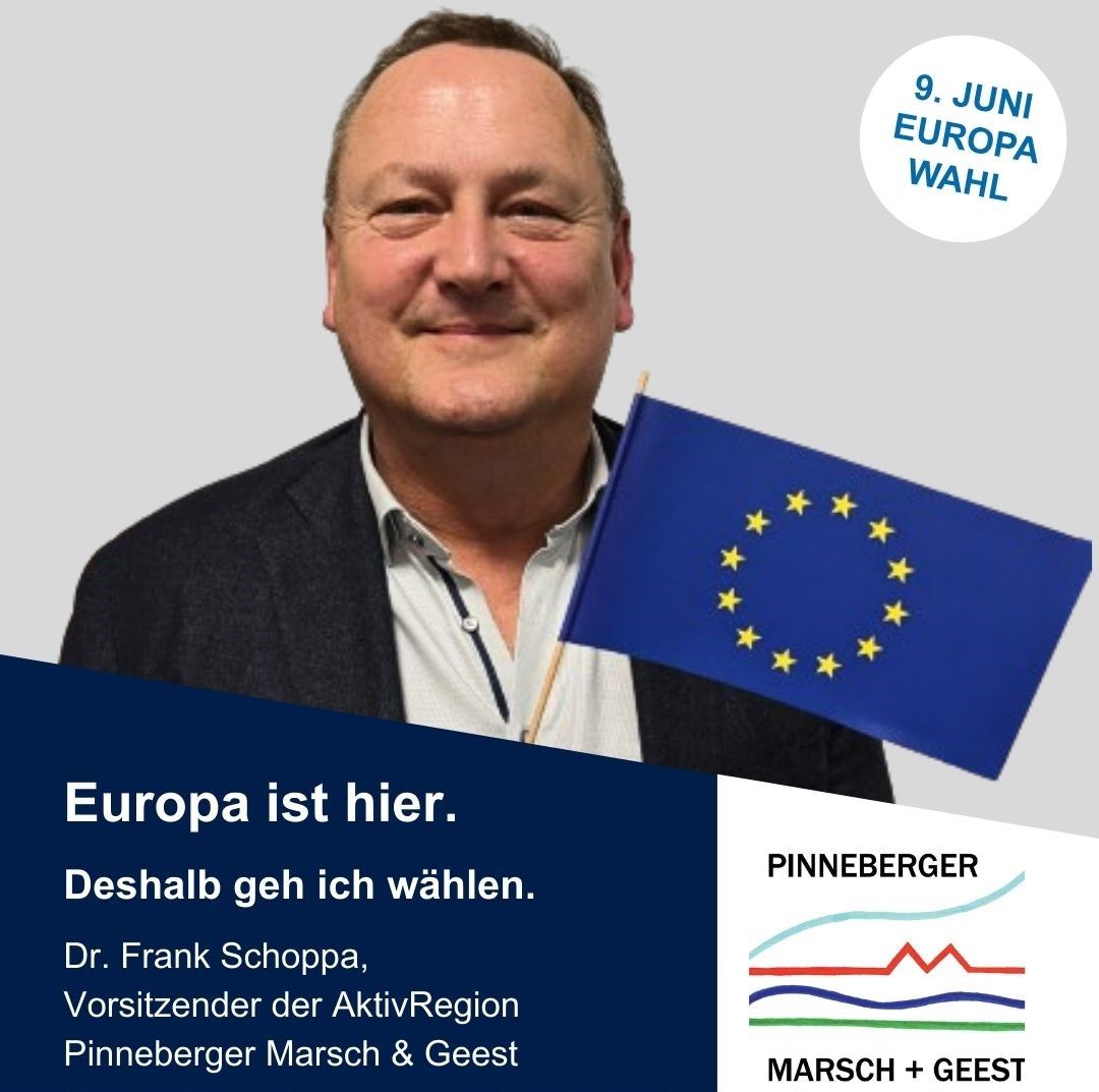 Graphik mit Person zur Aufforderung, bei der Europawahl wählen zu gehen Graphik mit Person zur Aufforderung, bei der Europawahl wählen zu gehen