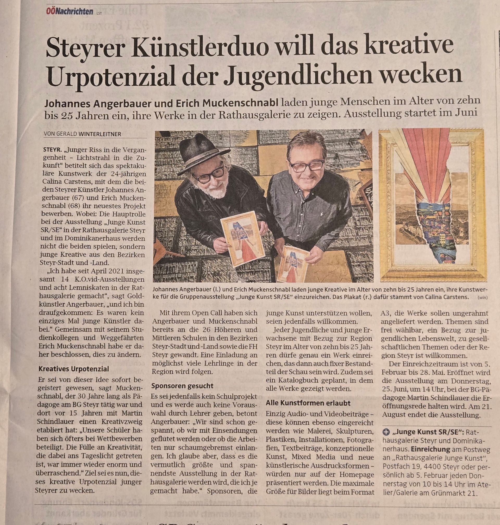 JUNGE KUNST SR/SE - 2026, Steyr Rathausgalerie JUNGE KUNST SR/SE - 2026, Steyr Rathausgalerie und Dominikanerhaus OÖ Nachrichten Steyrer Zeitung
