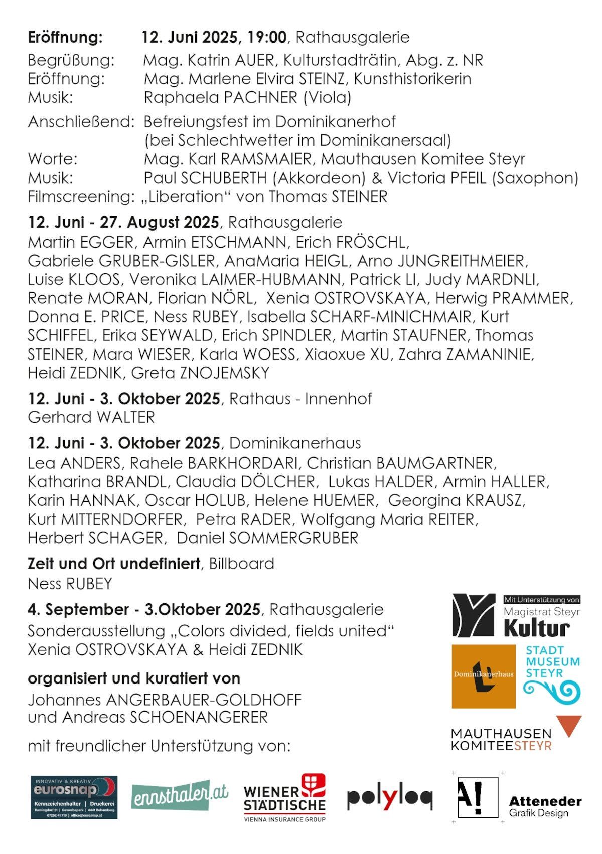 80 Jahre Befreiung für 17 Wochen in Steyr. Einladung und Programm. 80 Jahre Befreiung für 17 Wochen in Steyr. Einladung und Programm.