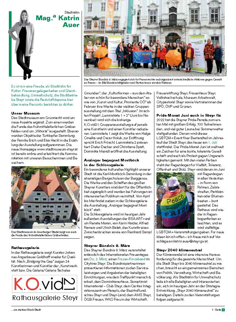 Amtsblatt Steyr 2023-01 Seite der Stadträtin Katrin Auer Amtsblatt Steyr 2023-01 Seite der Stadträtin Katrin Auer