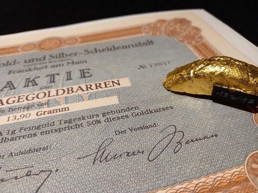 Anlage Goldbarren Aktie Anlagegoldbarren Unikat mit Zertifikat