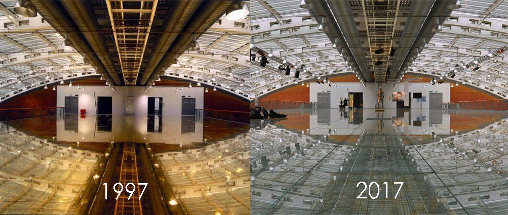 Design Center Linz - Empore in Gold und HUMANgold Goldene Empore 1997 / HUMANgold Empore 2017 / Design Center Linz
