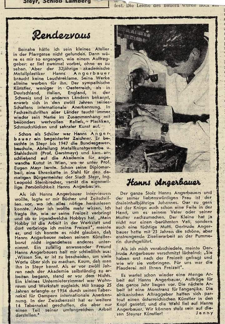 1961 Steyrer Zeitung - Angerbauer - Reportage Rendezvous 1961 Steyrer Zeitung - Angerbauer