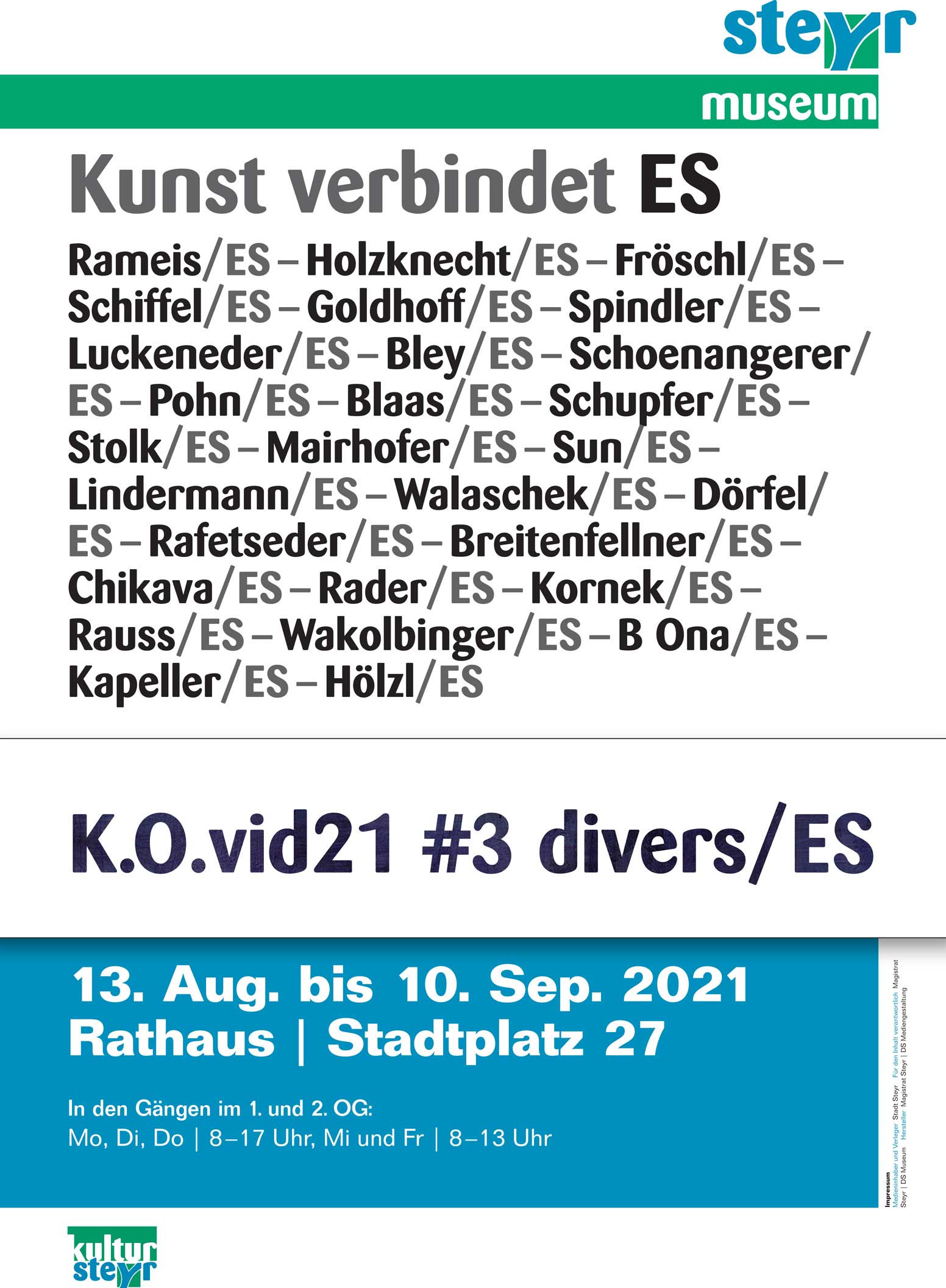 divers/ES - K.O.vid21 #03 - Gruppenausstellung Plakat K.O.vid21 #03 Rathausgalerie Steyr