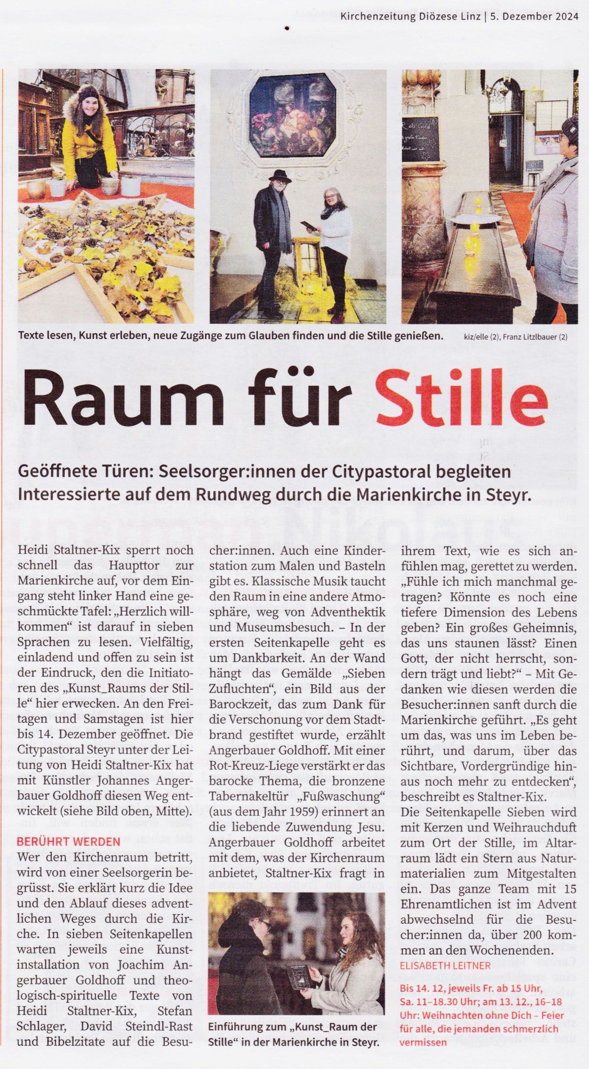 OÖ Kirchenzeitung - Kunst_Raum der Stille Kirchenzeitung Diözese Linz - Raum Für Stille