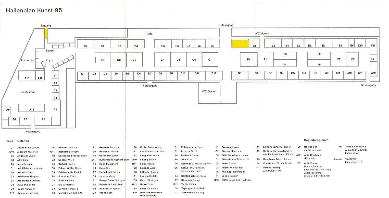 Kunst95 Zürich Hallenplan mit Bodengold und Galerie Pohlhammer