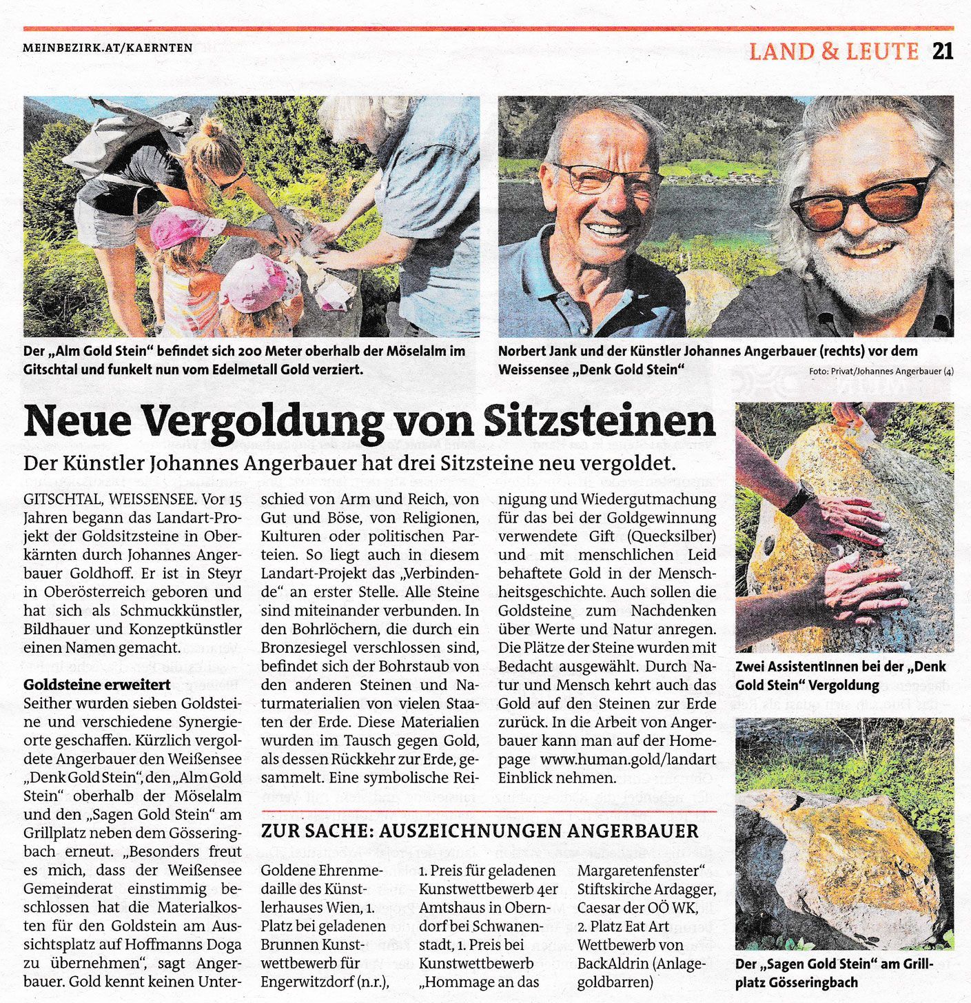 MeinBezirk Hermagor Goldsitzsteine Landart Goldstein RMK Regionalmedien Kaernten Landart Goldsteine