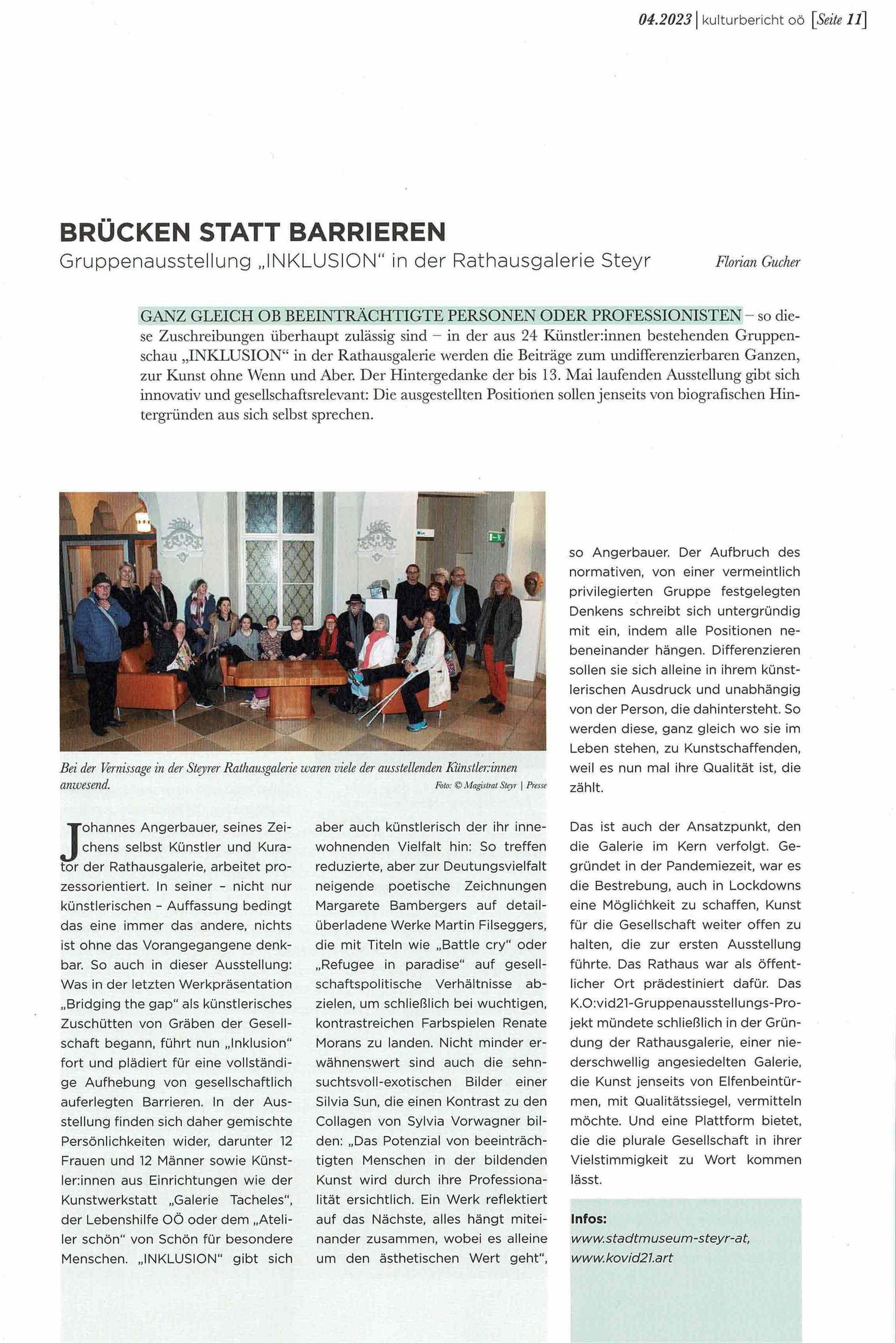 BRÜCKEN STATT BARRIEREN - OÖ Kulturbericht 2023-04 von Florian Gucher BRÜCKEN STATT BARRIEREN - OÖ Kulturbericht 2023-04 von Florian Gucher