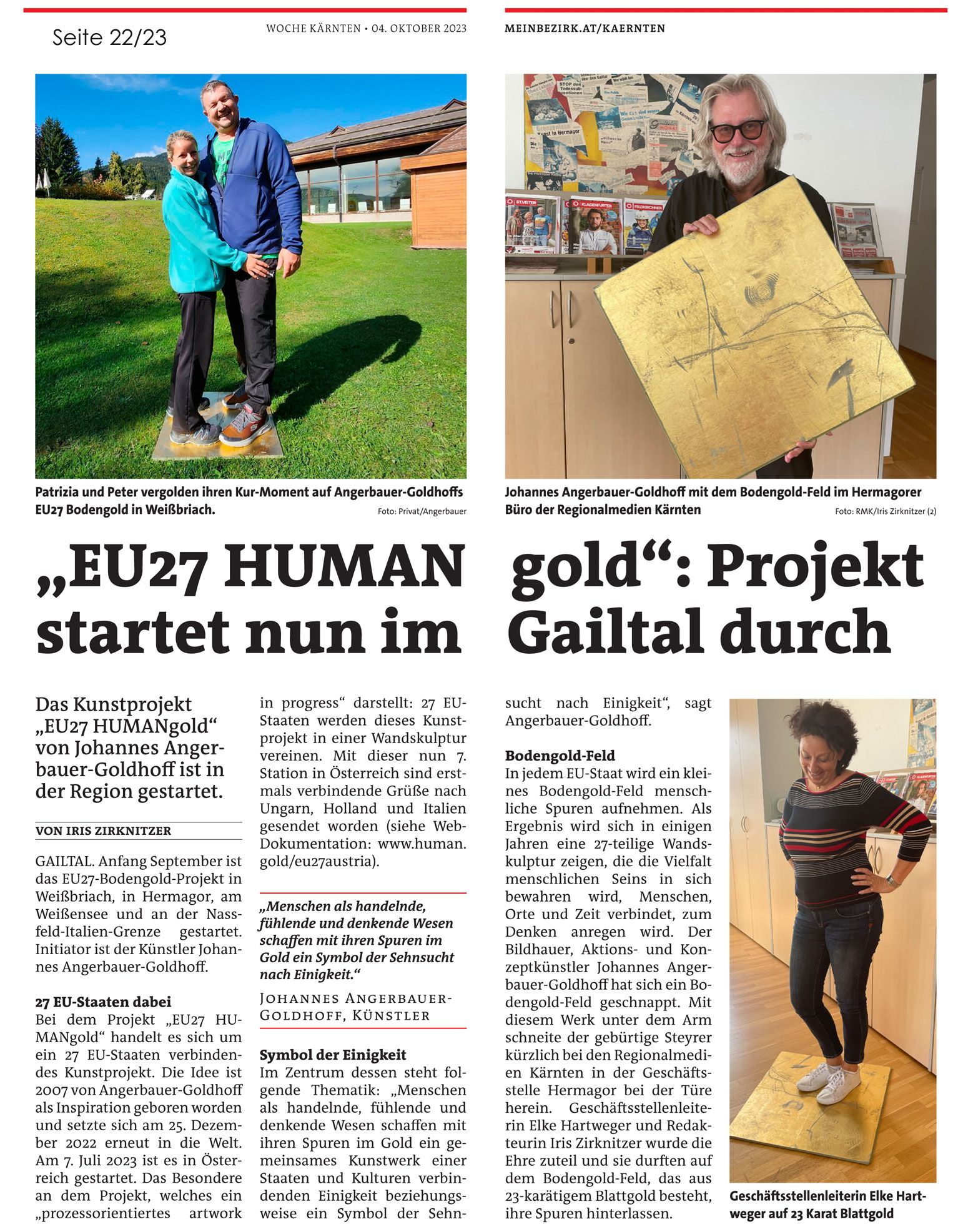 EU27 Kunst Projekt HUMANgold - Mein Bezirk Gailtal