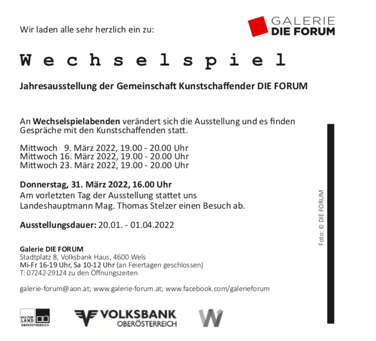 Galerie Forum, Wels - Wechselspiel Termine Wechselspiel - Galerie Forum Wels