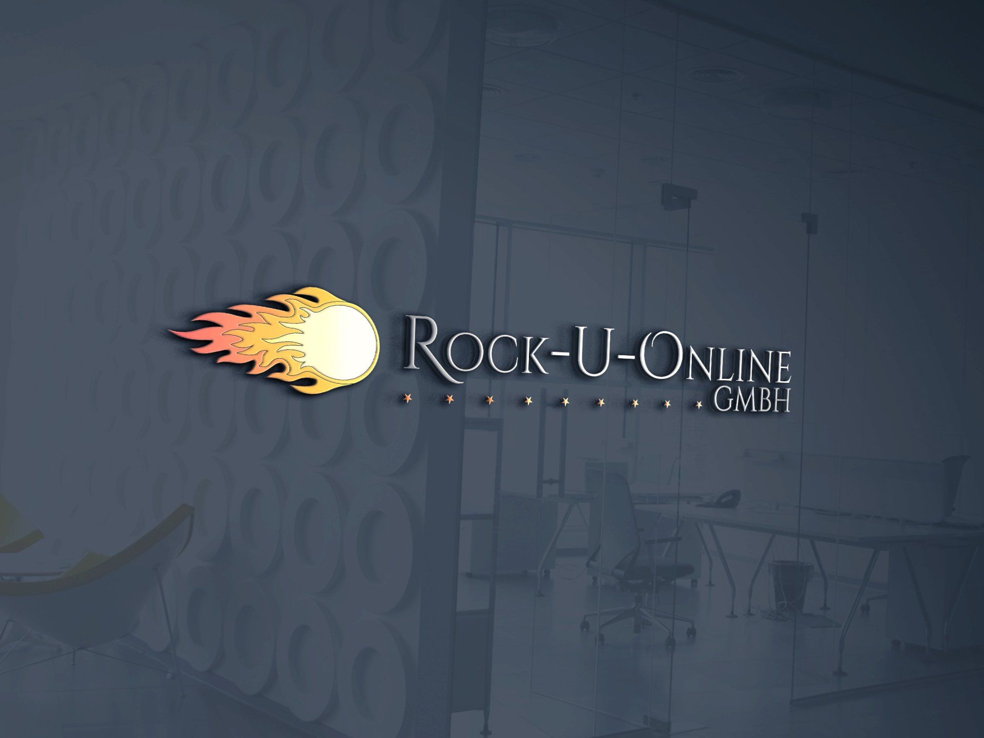 Logo der Rock-u-online GmbH auf grauem Hintergrund
