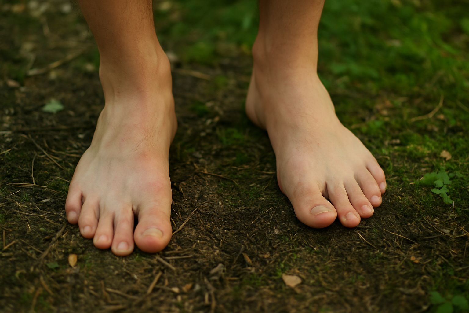 Illustration eines natürlichen Fußes mit und ohne Hallux valgus – Fokus auf Zehenfreiheit und Barfuß